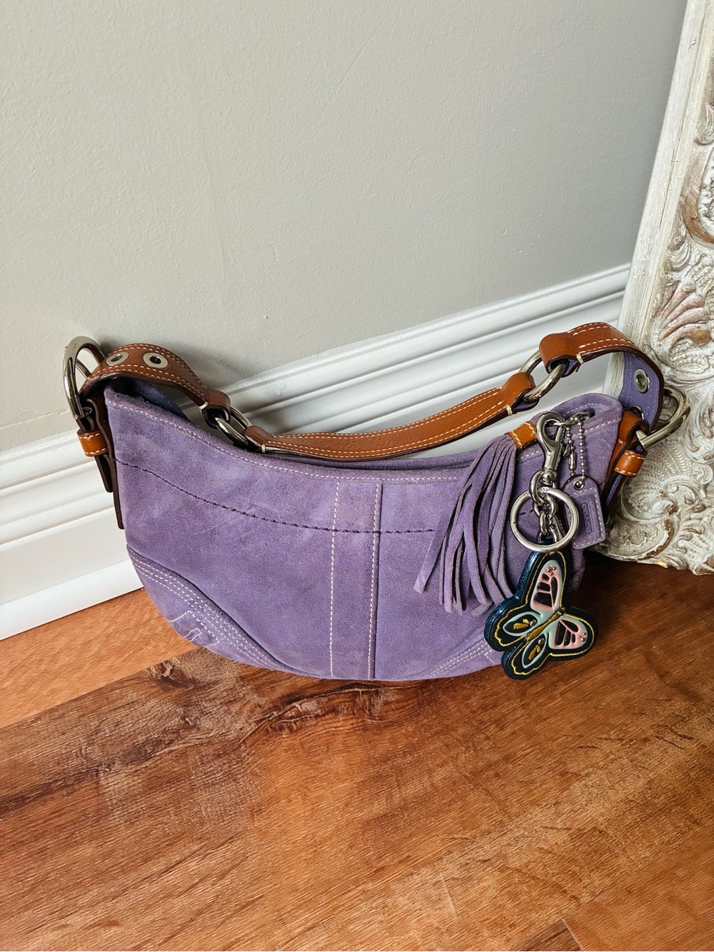 Coach Vintage Y2K Suede Leather Shoulder Bag, Purple, 8A14